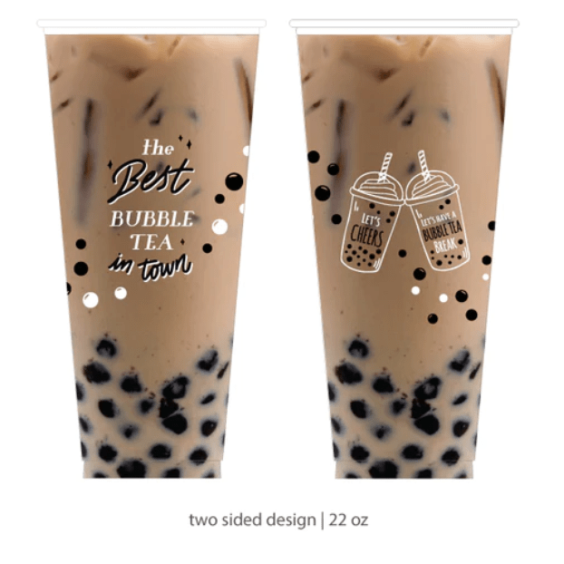 Vibrant "Boba Tea" Design PP Plastic Cups (90mm)